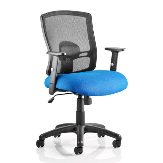 Read more about Portland task black back office chair with blue seat