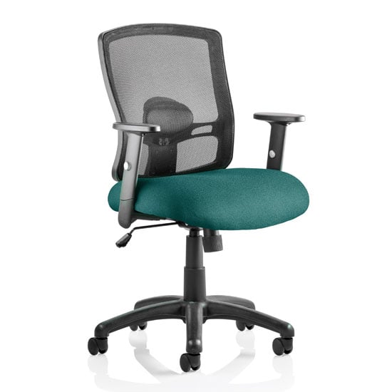 Read more about Portland task black back office chair with maringa teal seat