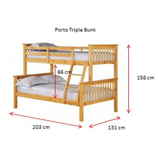 Prato Triple Wooden Bunk Bed In Pine