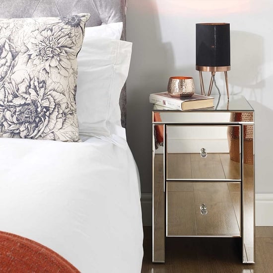 Portofino Mirrored Bedside Cabinet With 2 Drawers_2