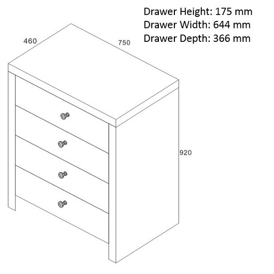 Portofino Mirrored Wide Chest of Drawers With 4 Drawers_3
