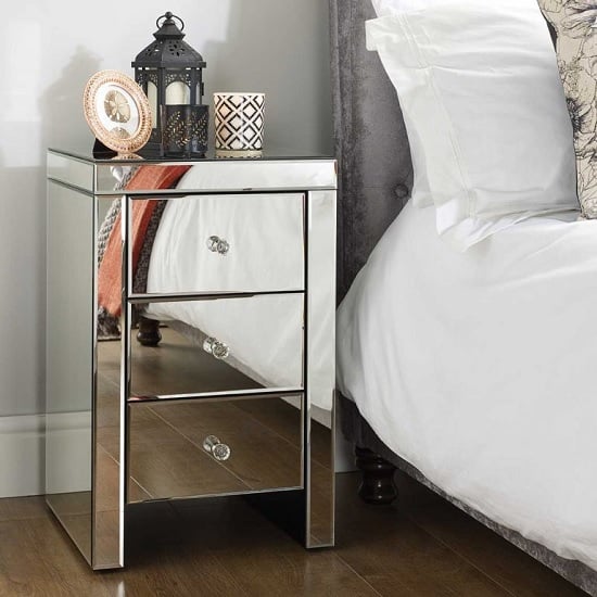 Photo of Portofino mirrored bedside cabinet with 3 drawers