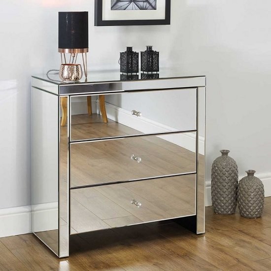 Read more about Portofino mirrored small chest of drawers with 3 drawers