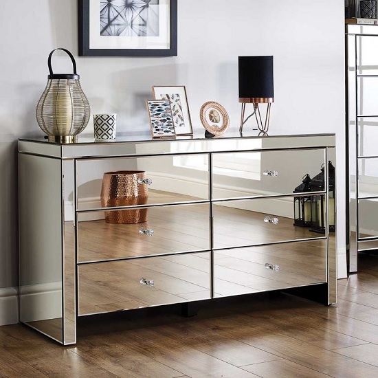 Read more about Portofino mirrored wide chest of drawers with 6 drawers