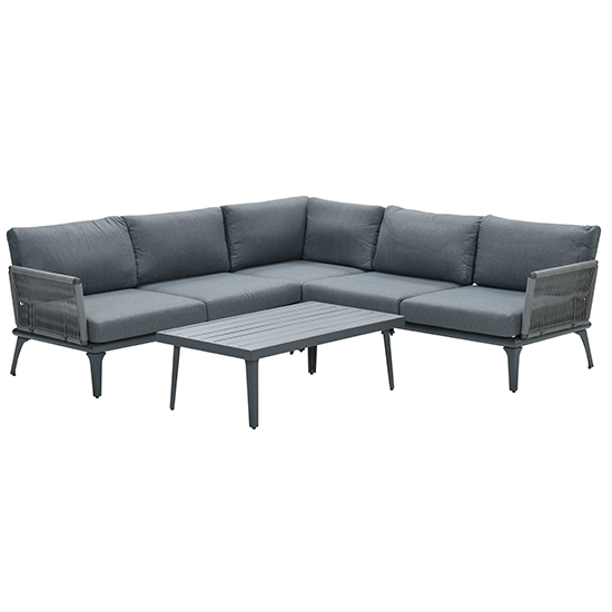 Portree Fabric Corner Sofa With Coffee Table In Mystic Grey Furniture