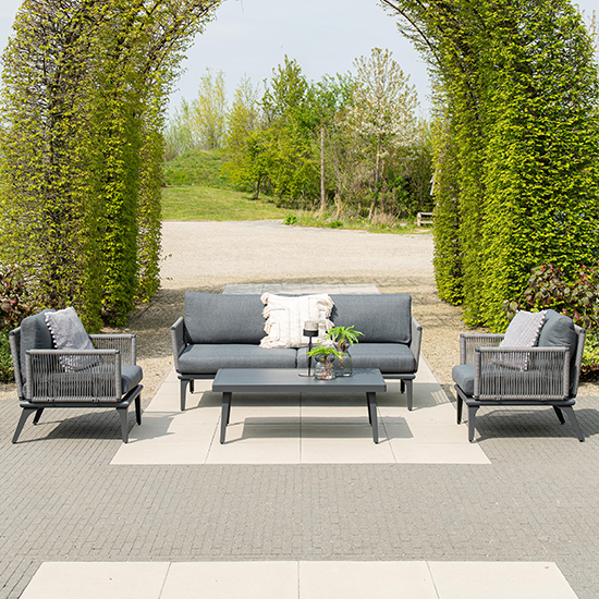 Read more about Portree fabric lounge set with coffee table in mystic grey