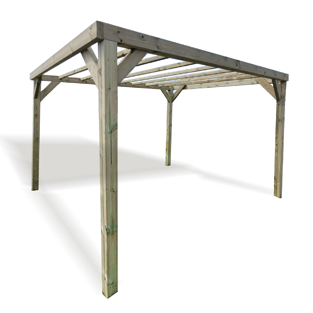 Portrush Small Wooden Garden Traditional Pergola In Natural