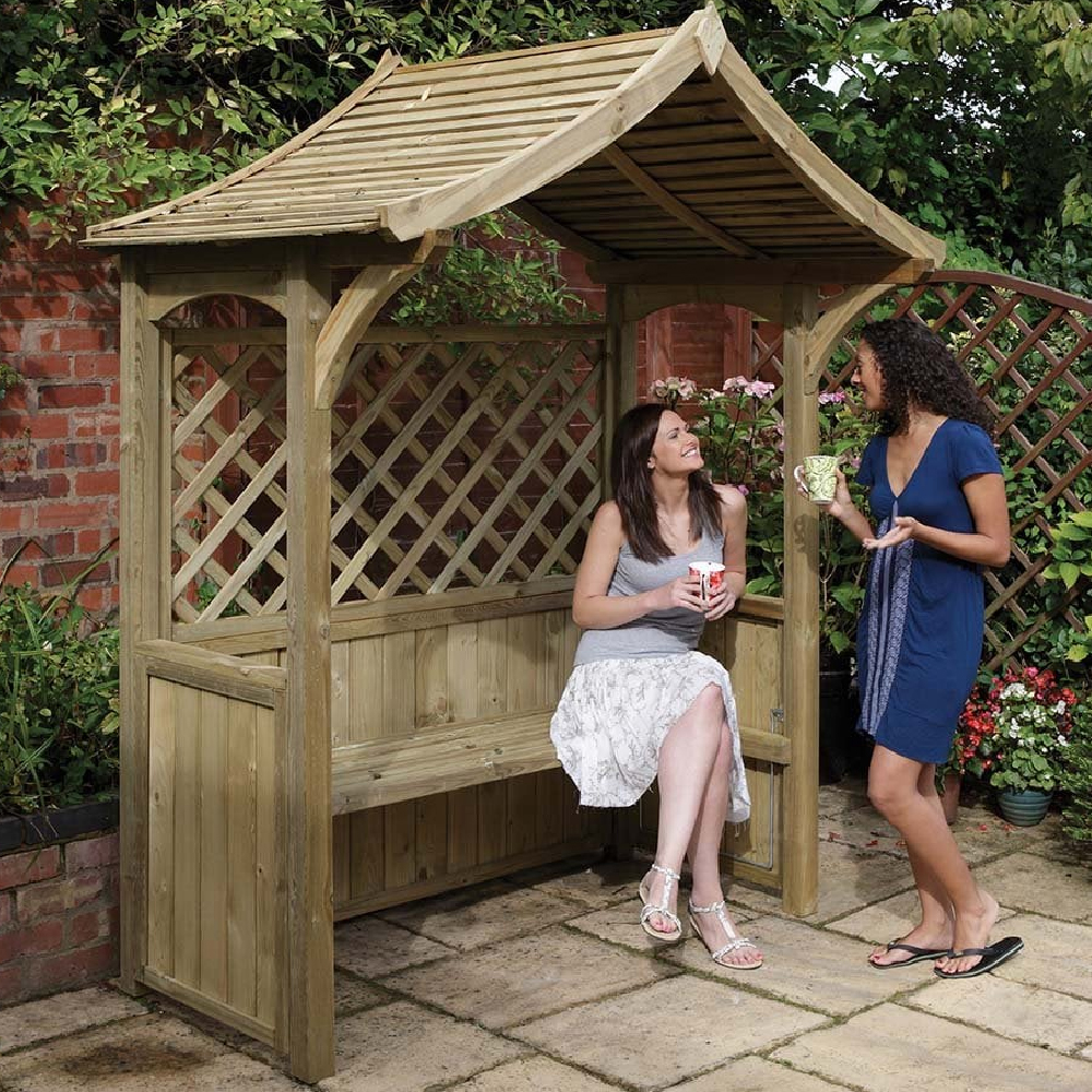Portsoy Wooden Garden Arbour With Party Station In Natural