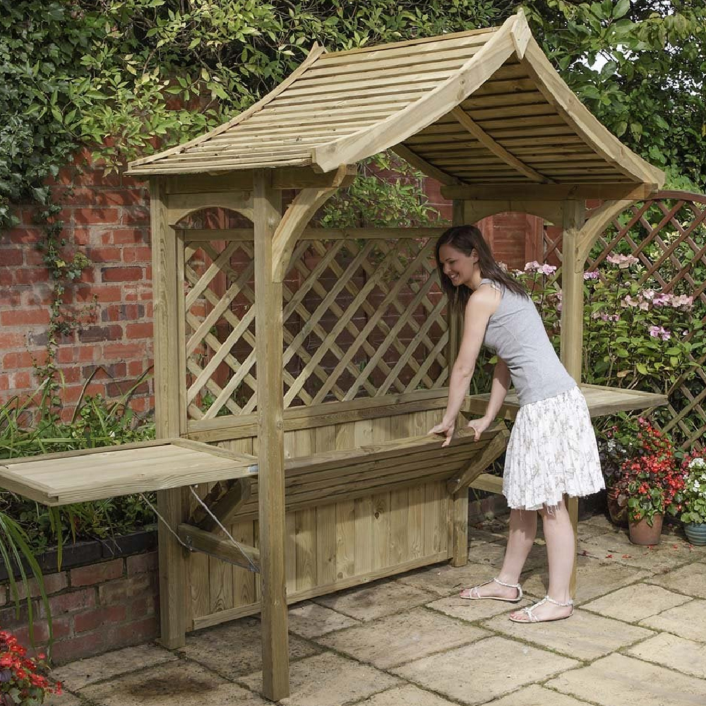 Portsoy Wooden Garden Arbour With Party Station In Natural