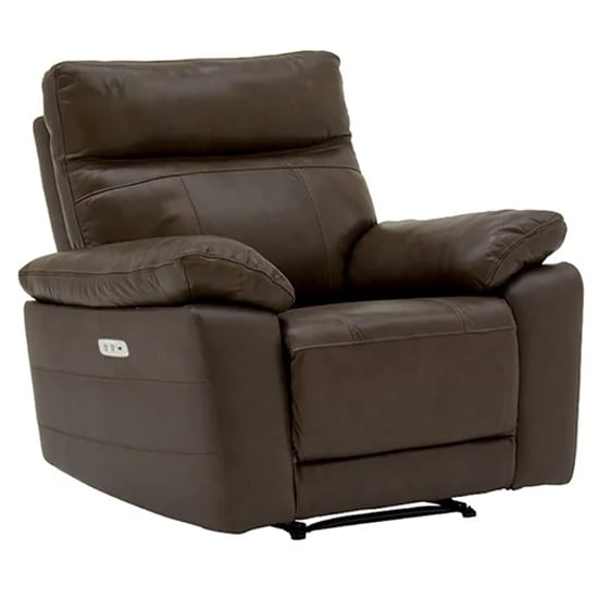 Posit Electric Recliner Leather 1 Seater Sofa In Brown