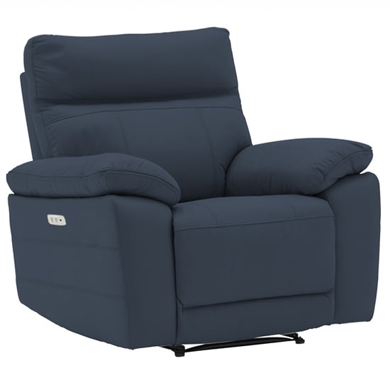 Photo of Posit electric recliner leather 1 seater sofa in indigo blue