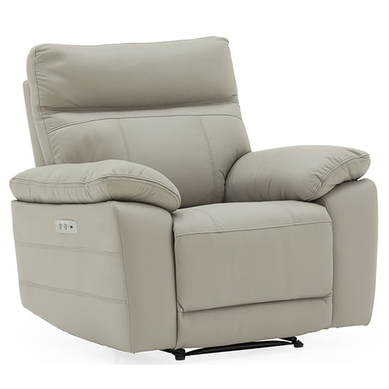 Posit Electric Recliner Leather 1 Seater Sofa In Light Grey_1