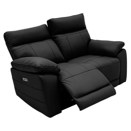 Posit Electric Recliner Leather 2 Seater Sofa In Black