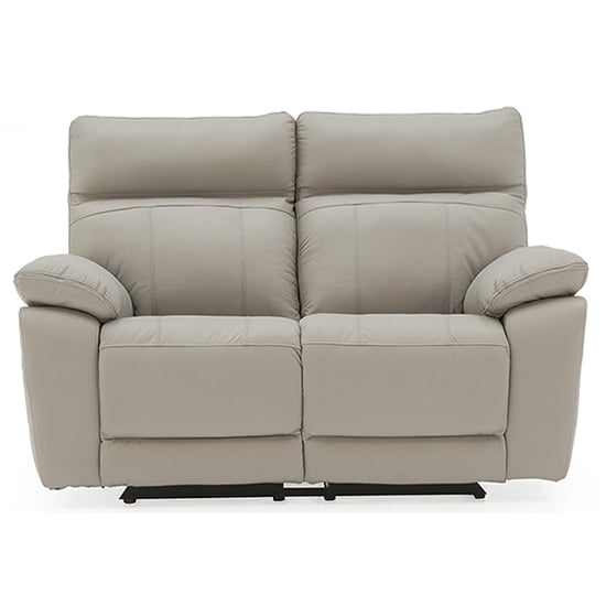 Posit Electric Recliner Leather 2 Seater Sofa In Light Grey_1