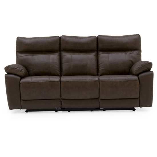 Posit Electric Recliner Leather 3 Seater Sofa In Brown