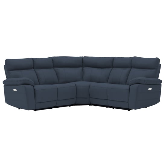 Photo of Posit electric recliner leather corner sofa in indigo blue