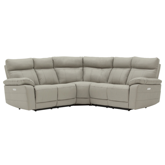 Photo of Posit electric recliner leather corner sofa in light grey