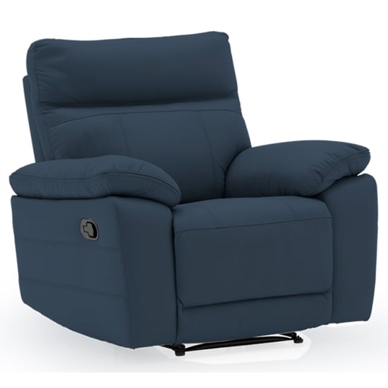 Posit Recliner Leather 1 Seater Sofa In Indigo Blue