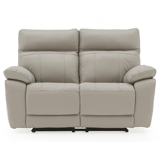 Posit Recliner Leather 2 Seater Sofa In Light Grey