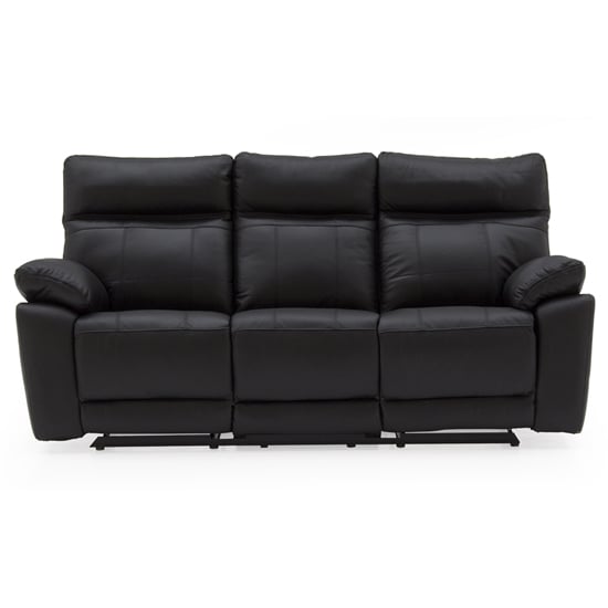 Posit Recliner Leather 3 Seater Sofa In Black