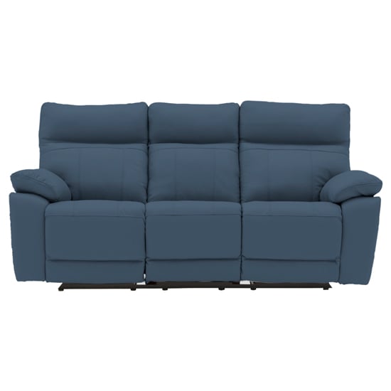 Posit Recliner Leather 3 Seater Sofa In Indigo Blue