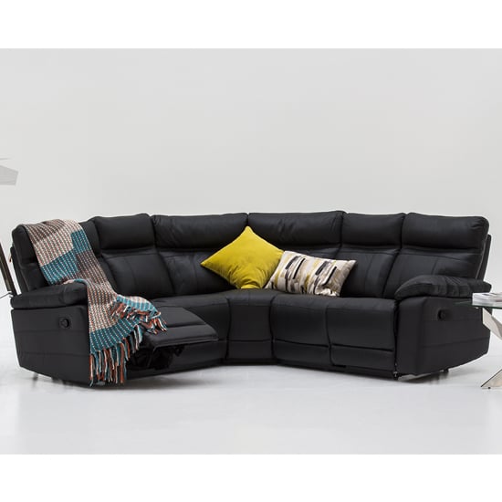 Posit Recliner Leather Corner Sofa In Black_1