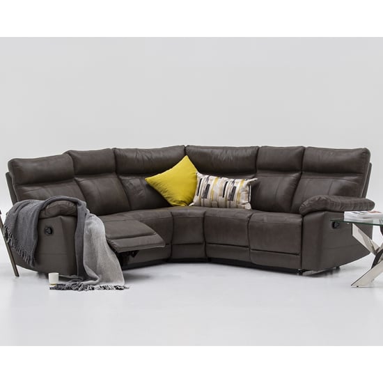 Posit Recliner Leather Corner Sofa In Brown