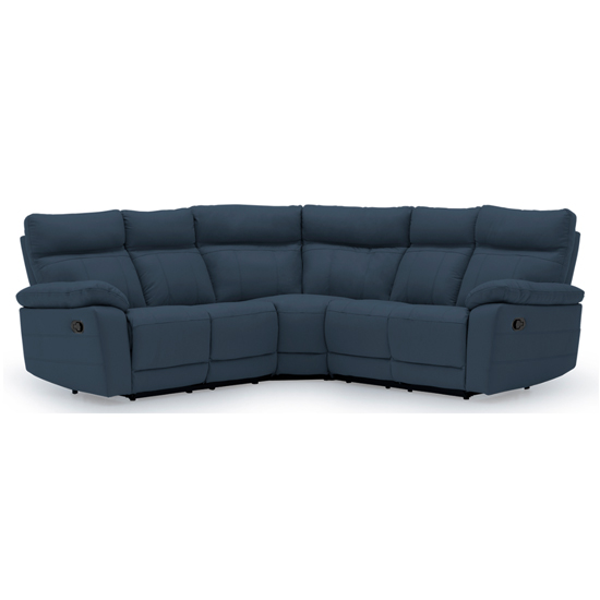 Product photograph of Posit Recliner Leather Corner Sofa In Indigo Blue from Furniture in Fashion