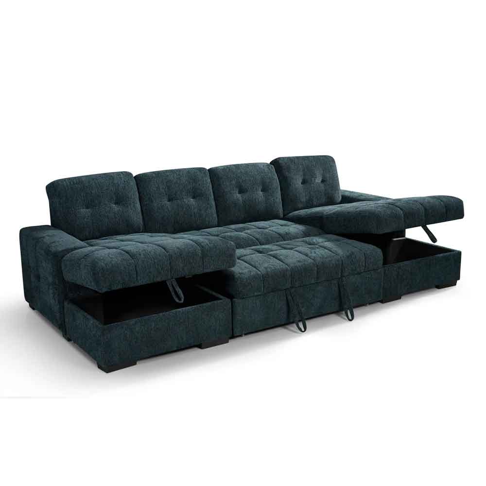 Positano Fabric U Shape Corner Sofa in Blue