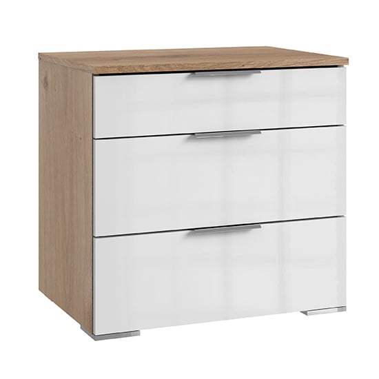 Posterior Chest Of Drawers In Planked Oak White With 3 Drawers