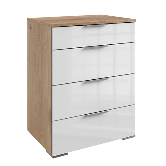 Read more about Posterior chest of drawers in planked oak white with 4 drawers