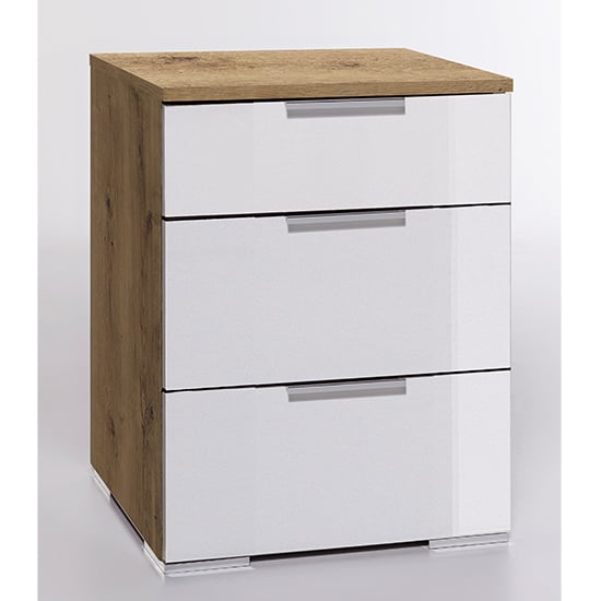 Posterior Chest Of Drawers In White Planked Oak With 3 Drawers