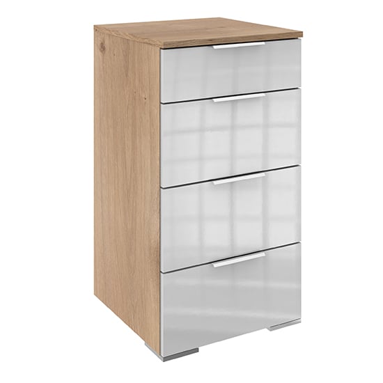 Read more about Posterior chest of drawers in white planked oak with 4 drawers