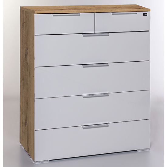 Posterior Chest Of Drawers In White Planked Oak With 6 Drawers