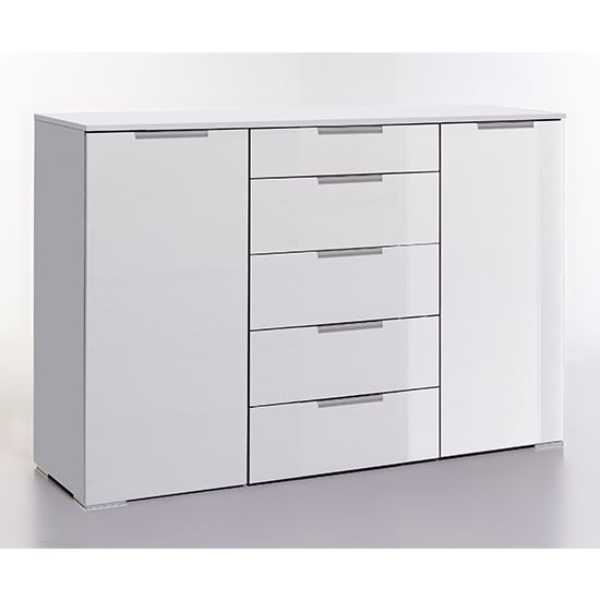 Read more about Posterior sideboard in white high gloss with 2 doors 5 drawers