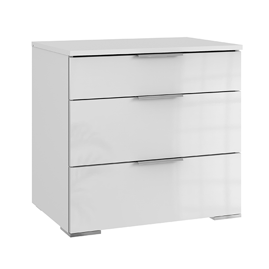 Posterior Wide Chest Of Drawers In White Gloss With 3 Drawers