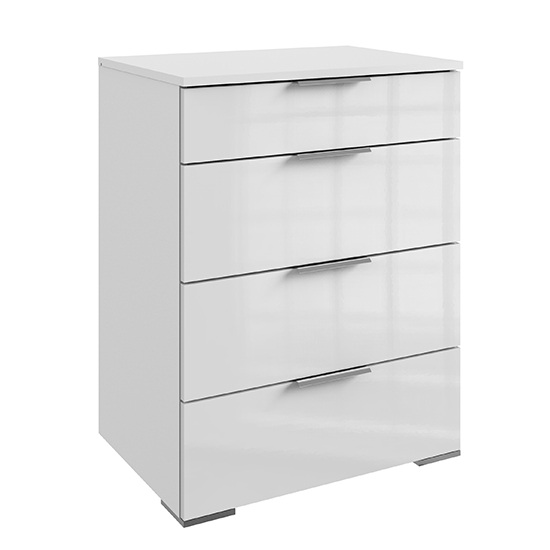 Posterior Wide Chest Of Drawers In White Gloss With 4 Drawers