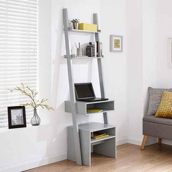 Lizard Wooden Ladder Computer Desk In Grey Furniture in Fashion