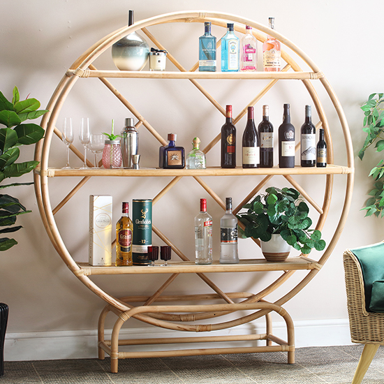 Product photograph of Potosi Large Rattan Display Stand With 3 Shelves In Natural from Furniture in Fashion