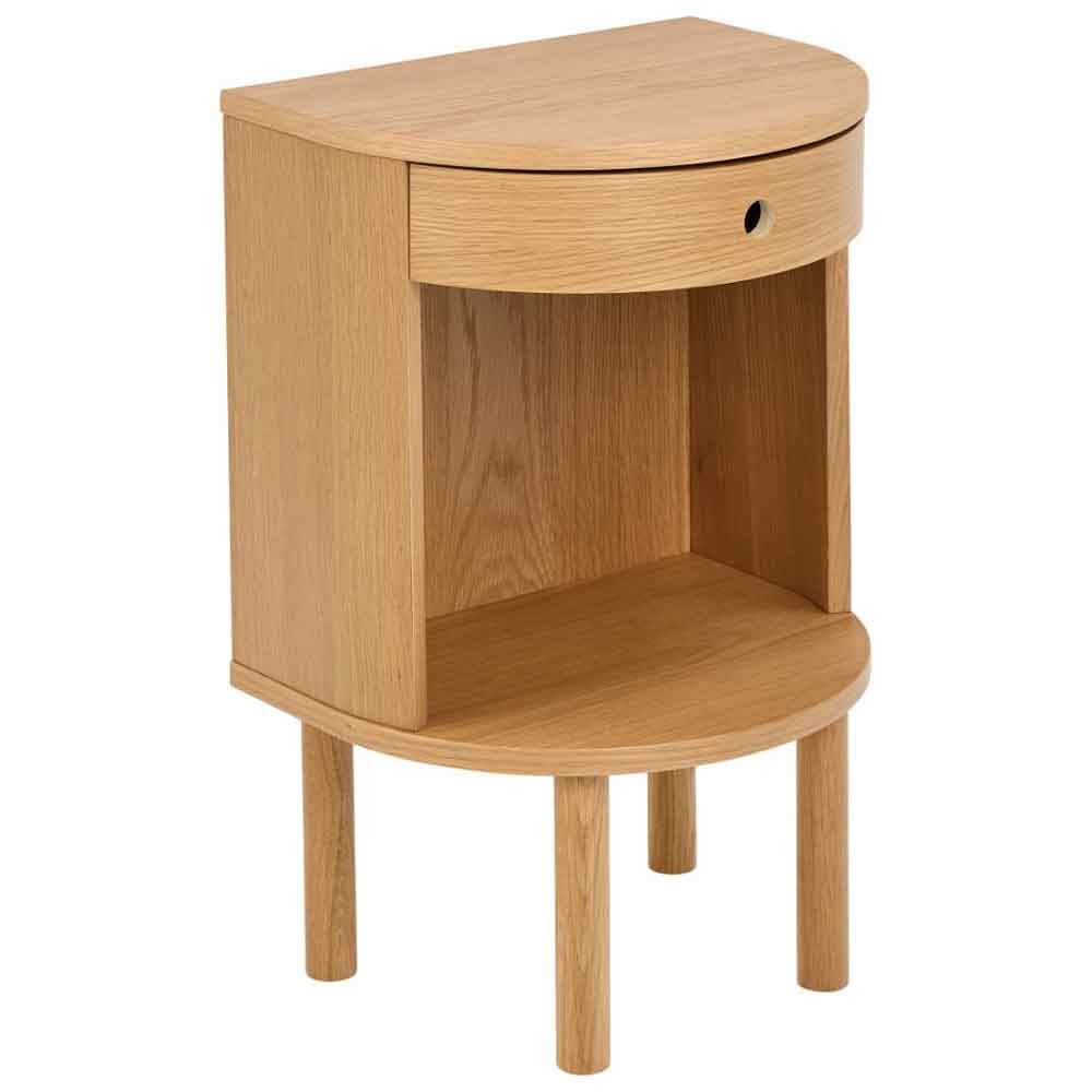 Pottstown Wooden Bedside Cabinet With 1 Drawer - Oak