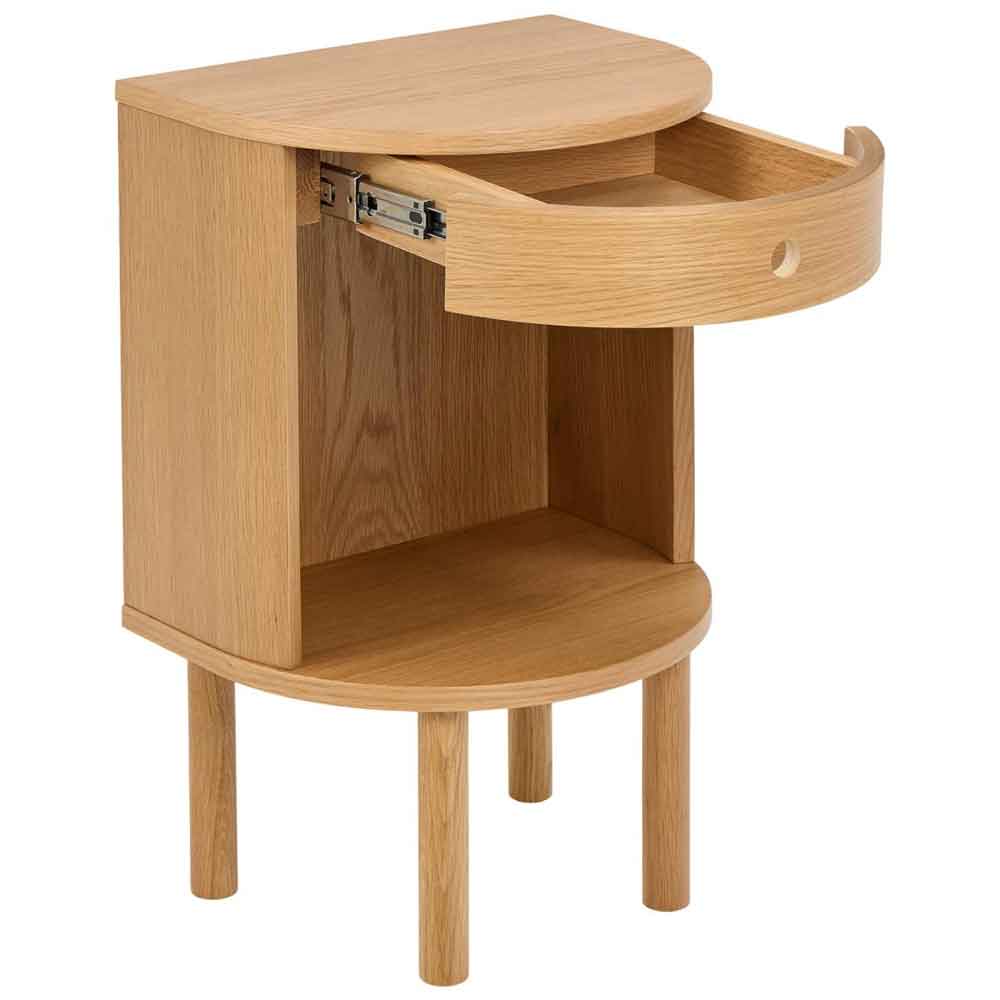 Pottstown Wooden Bedside Cabinet With 1 Drawer - Oak