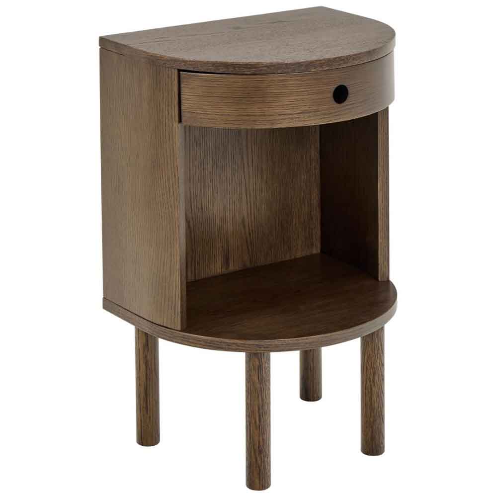 Pottstown Wooden Bedside Cabinet With 1 Drawer - Smoked Oak