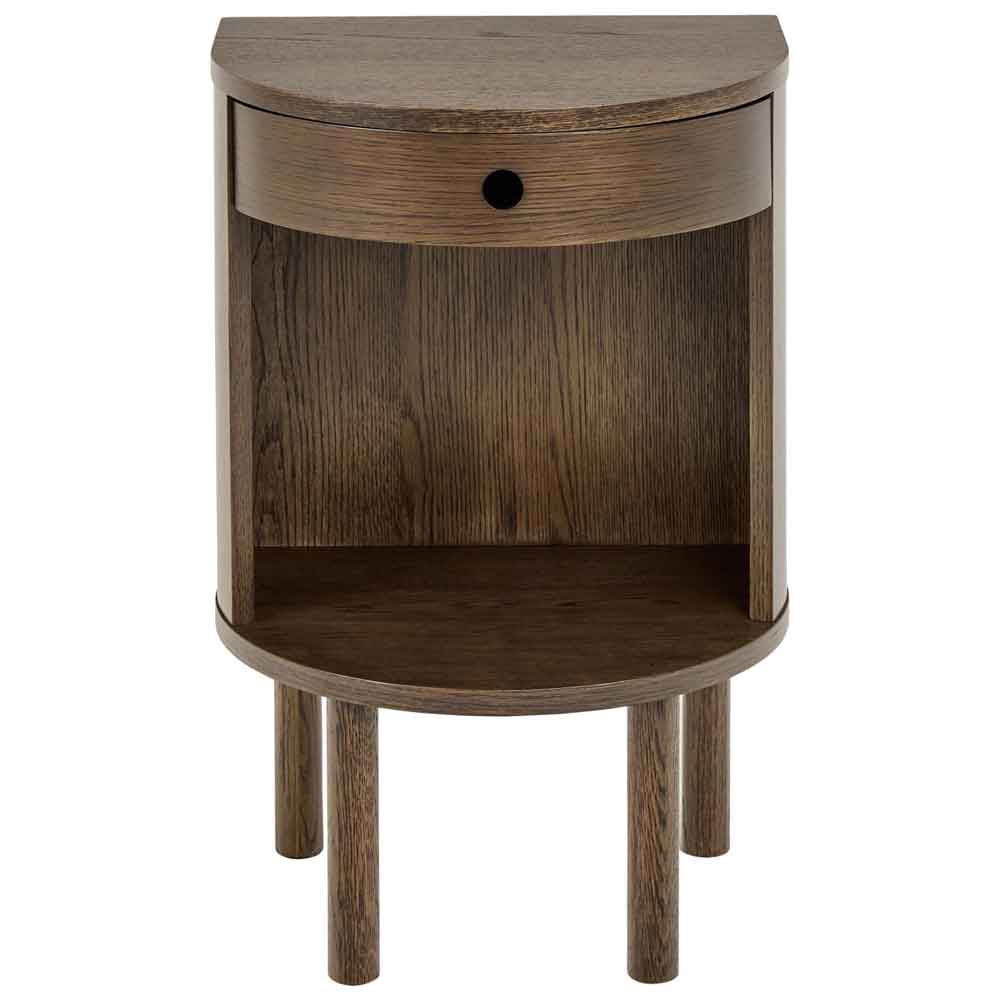Pottstown Wooden Bedside Cabinet With 1 Drawer - Smoked Oak