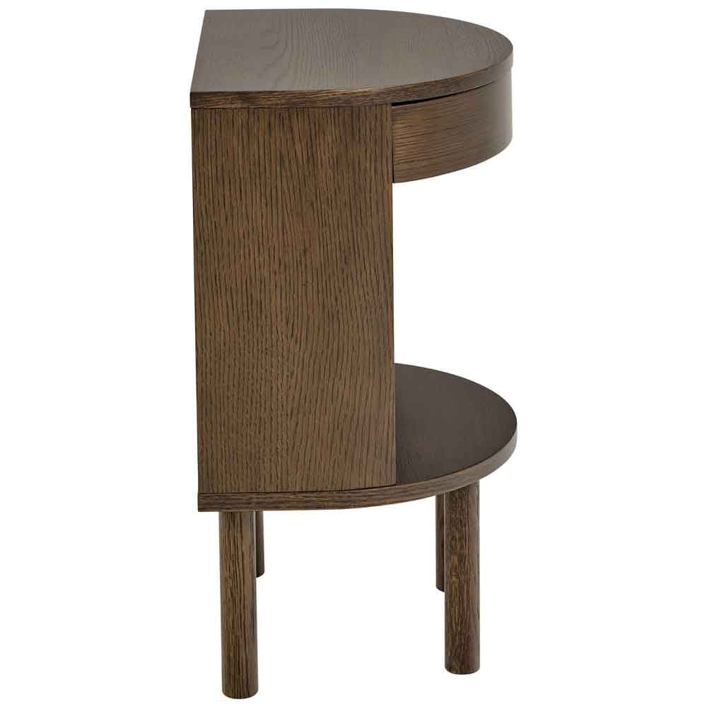 Pottstown Wooden Bedside Cabinet With 1 Drawer - Smoked Oak