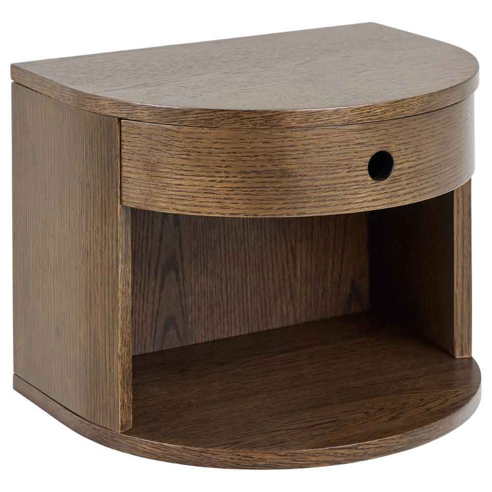 Pottstown Wooden Wall Hung Bedside Cabinet - Smoked Oak