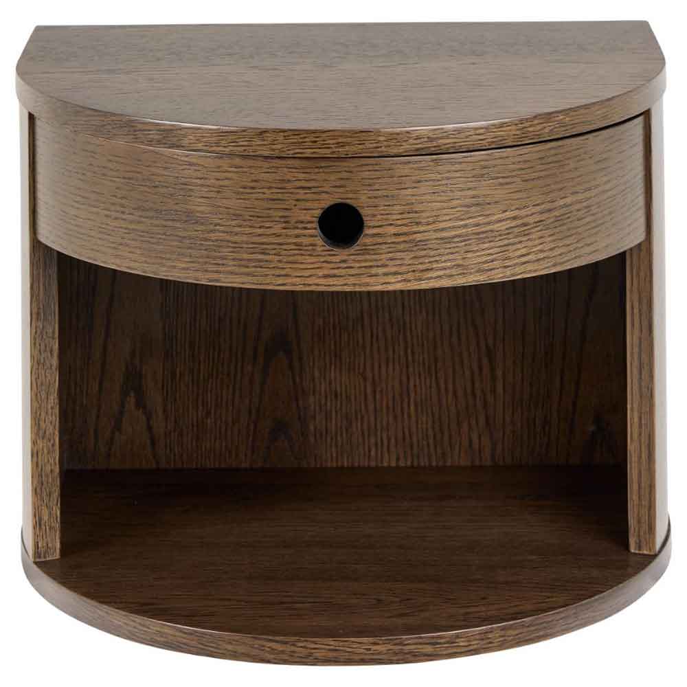 Pottstown Wooden Wall Hung Bedside Cabinet - Smoked Oak