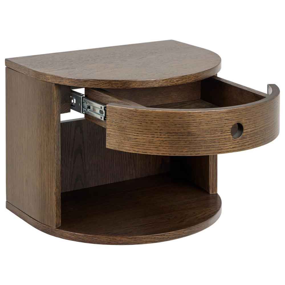 Pottstown Wooden Wall Hung Bedside Cabinet - Smoked Oak