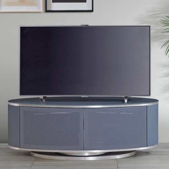 Product photograph of Lanza High Gloss Tv Stand With Push Release Doors In Grey from Furniture in Fashion