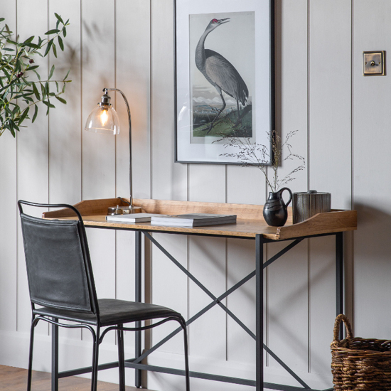 Powell Wooden Laptop Desk In Natural With Black Metal Frame