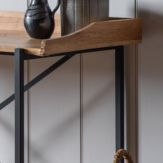 Powell Wooden Laptop Desk In Natural With Black Metal Frame